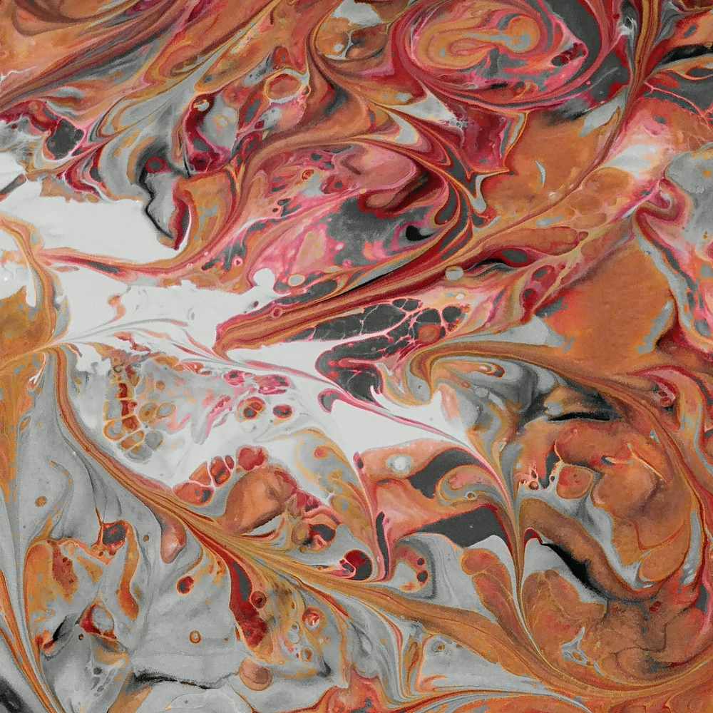 Original Acrylic Pour reds and gold's 8x10  on wrapped canvas